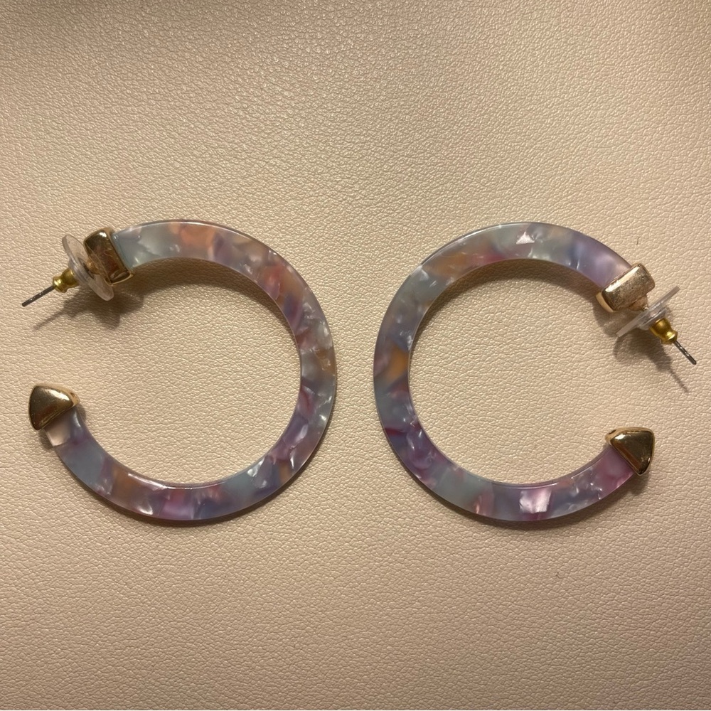 NWOT Baublebar Gold and Purple Iridescent Hoop Earrings